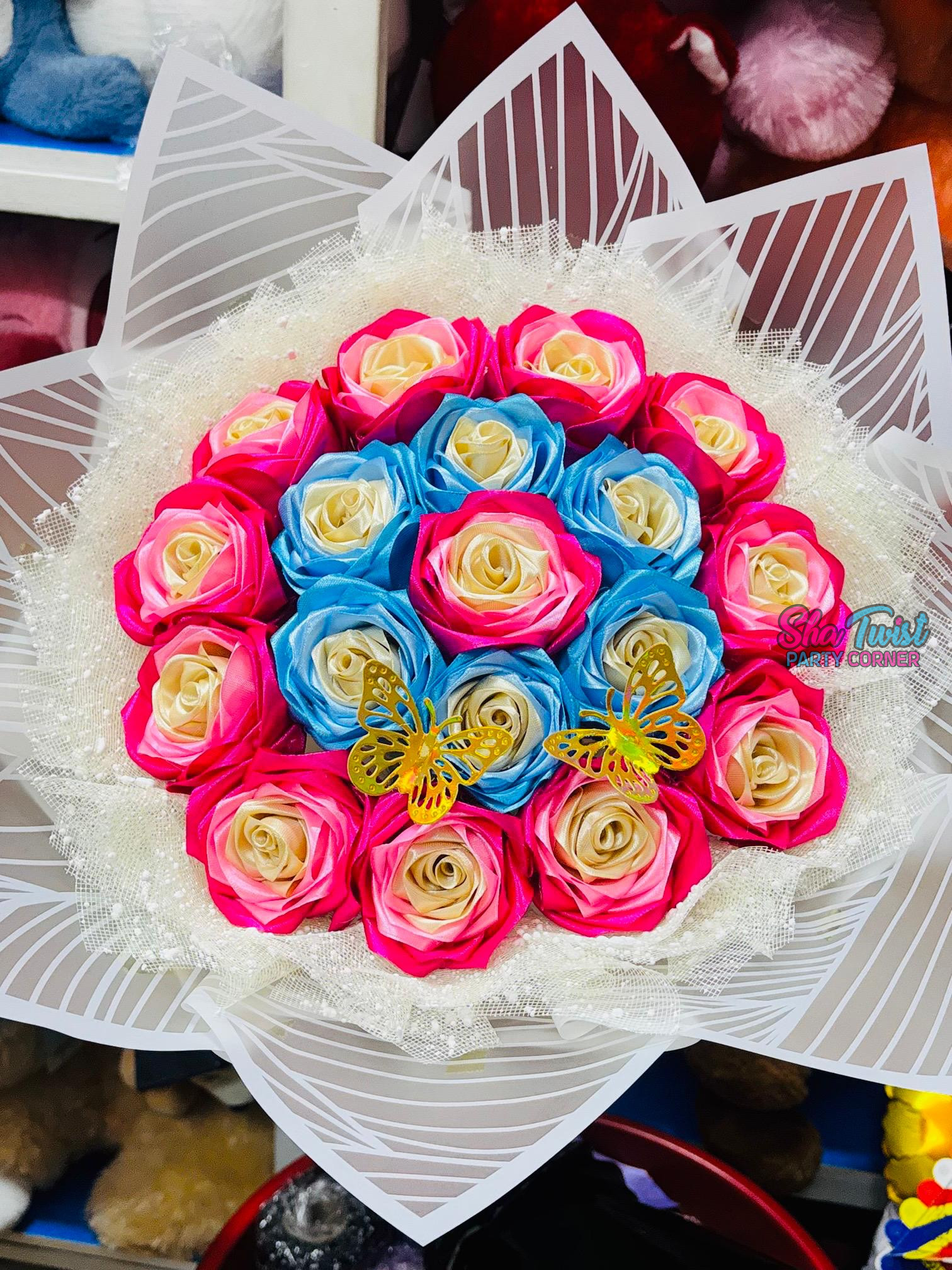 Ribbon Flower Bouquet ( 18 Flower ) (Copy 2) — event decoration design in Sri Lanka