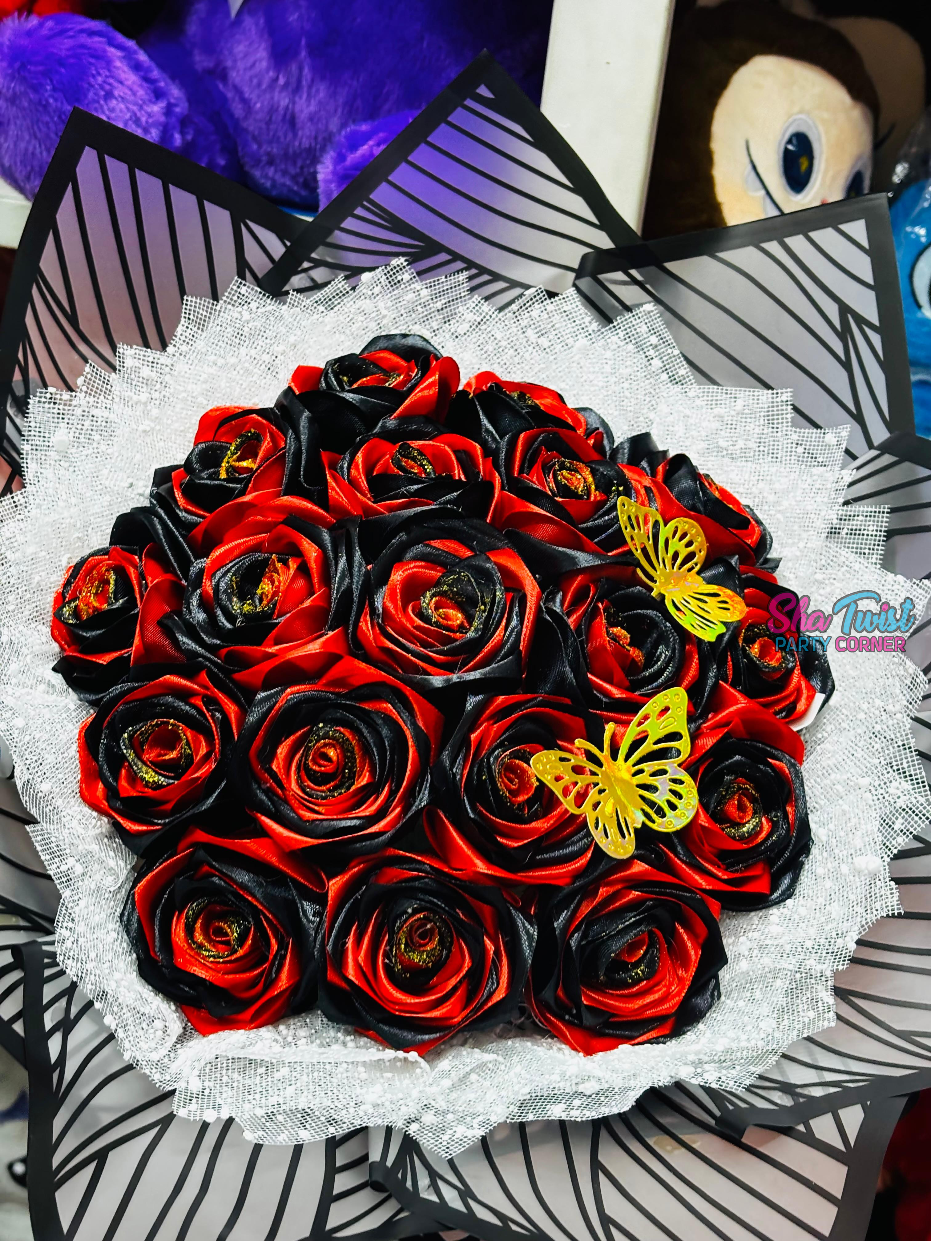 Ribbon Flower Bouquet ( 18 Flower ) (Copy) — event decoration design in Sri Lanka
