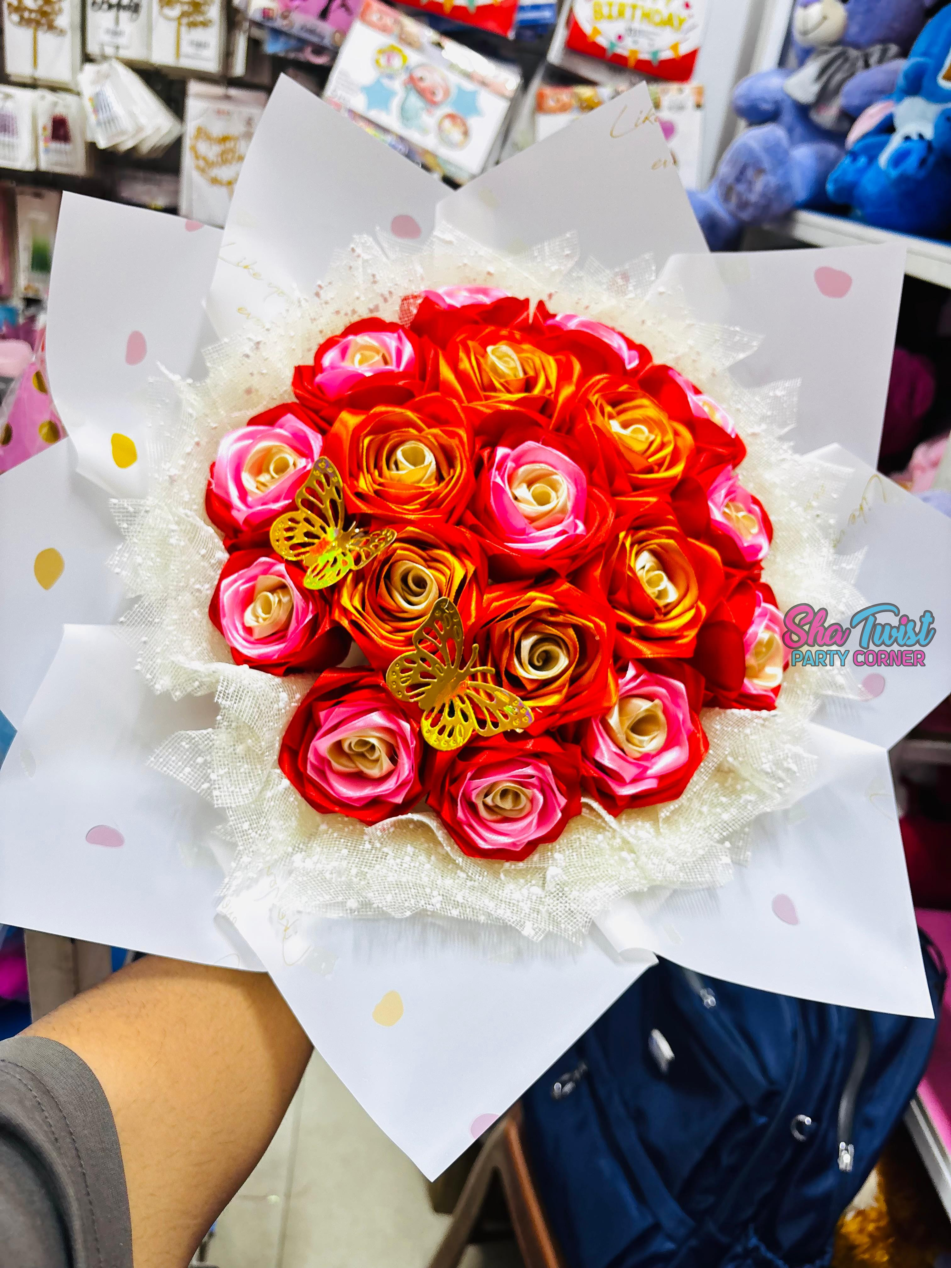 Ribbon Flower Bouquet ( 18 Flower ) (Copy) — event decoration design in Sri Lanka